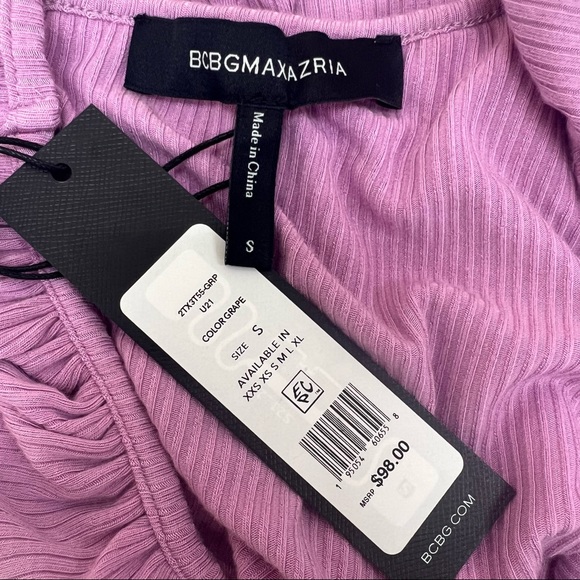 BCBGMAXAZRIA Asymmetric Ruffle Top in Purple - Picture 6 of 10